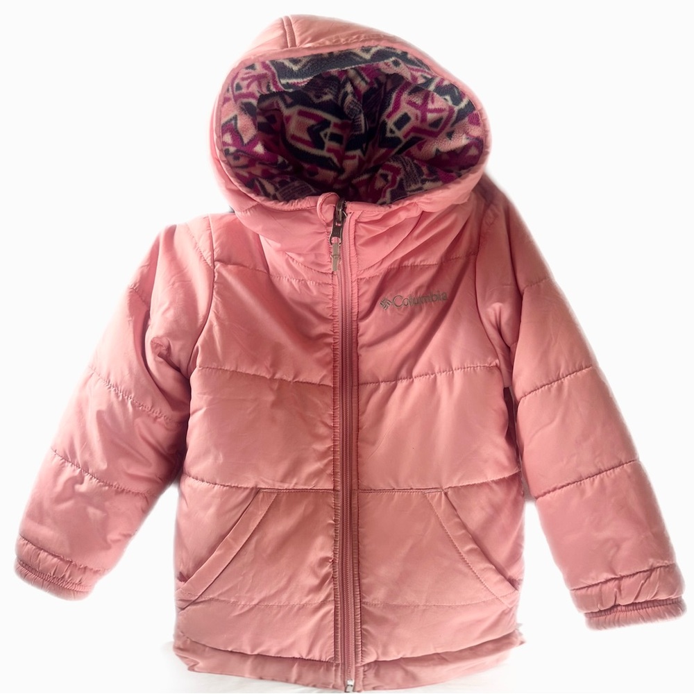 Columbia Pink Reversible Insulated Hooded Jacket - Water Repellent